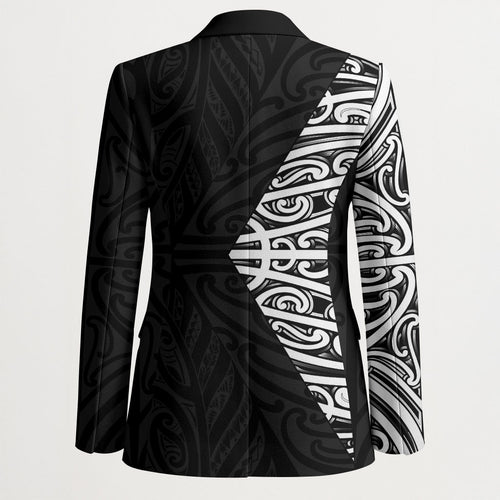 Black New Zealand Puhoro Maori Tattoo Blazer