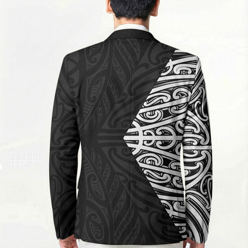 Black New Zealand Puhoro Maori Tattoo Blazer