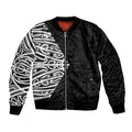 Black New Zealand Puhoro Maori Tattoo Bomber Jacket