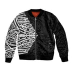Black New Zealand Puhoro Maori Tattoo Bomber Jacket