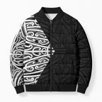 Black New Zealand Puhoro Maori Tattoo Bomber Puffer Jacket
