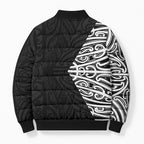 Black New Zealand Puhoro Maori Tattoo Bomber Puffer Jacket