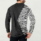 Black New Zealand Puhoro Maori Tattoo Button Sweatshirt
