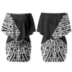 Black New Zealand Puhoro Maori Tattoo Couples Matching Off Shoulder Short Dress and Long Sleeve Button Shirt LT14