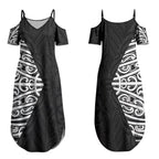 Black New Zealand Puhoro Maori Tattoo Couples Matching Summer Maxi Dress and Hawaiian Shirt LT14