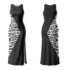 Black New Zealand Puhoro Maori Tattoo Couples Matching Tank Maxi Dress and Long Sleeve Button Shirt LT14