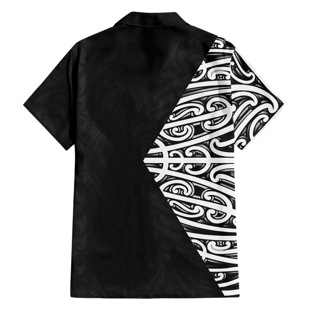 Black New Zealand Puhoro Maori Tattoo Family Matching Off The Shoulder Long Sleeve Dress and Hawaiian Shirt