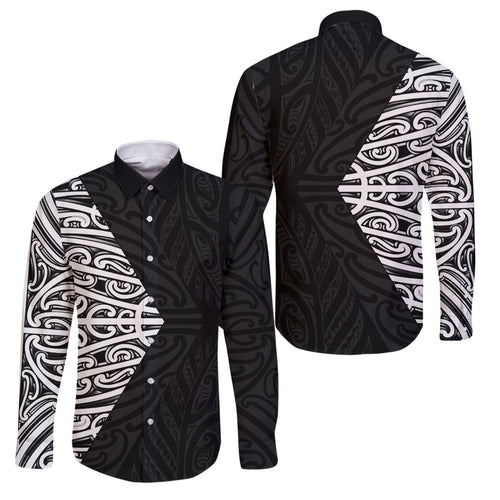 Black New Zealand Puhoro Maori Tattoo Family Matching Off Shoulder Maxi Dress and Hawaiian Shirt