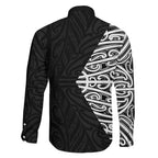 Black New Zealand Puhoro Maori Tattoo Family Matching Off Shoulder Short Dress and Hawaiian Shirt