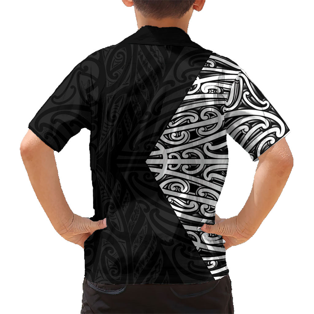 Black New Zealand Puhoro Maori Tattoo Family Matching Tank Maxi Dress and Hawaiian Shirt