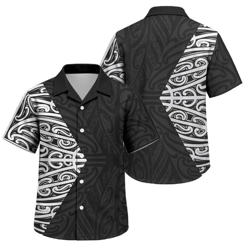 Black New Zealand Puhoro Maori Tattoo Family Matching Tank Maxi Dress and Hawaiian Shirt