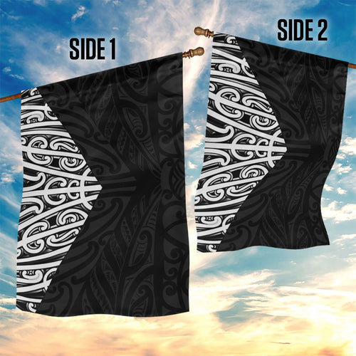 Black New Zealand Puhoro Maori Tattoo Garden Flag