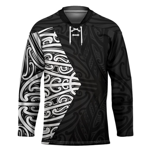Black New Zealand Puhoro Maori Tattoo Hockey Jersey