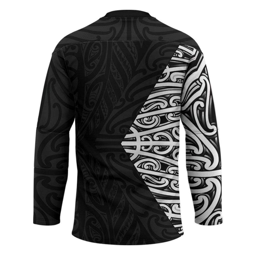 Black New Zealand Puhoro Maori Tattoo Hockey Jersey