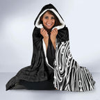 Black New Zealand Puhoro Maori Tattoo Hooded Blanket