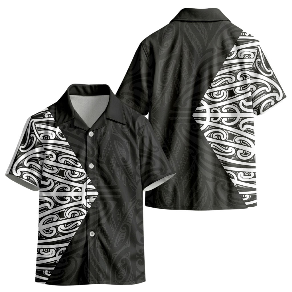 Black New Zealand Puhoro Maori Tattoo Kid Hawaiian Shirt LT14