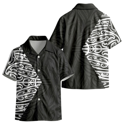 Black New Zealand Puhoro Maori Tattoo Kid Hawaiian Shirt LT14