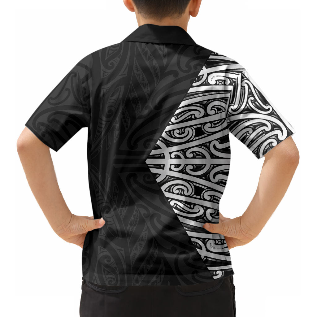 Black New Zealand Puhoro Maori Tattoo Kid Hawaiian Shirt LT14