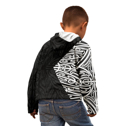 Black New Zealand Puhoro Maori Tattoo Kid Hoodie