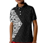Black New Zealand Puhoro Maori Tattoo Kid Polo Shirt