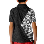 Black New Zealand Puhoro Maori Tattoo Kid Polo Shirt