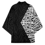 Black New Zealand Puhoro Maori Tattoo Kimono
