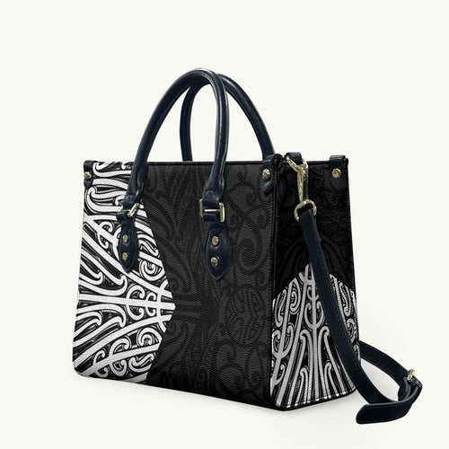 Black New Zealand Puhoro Maori Tattoo Leather Bag