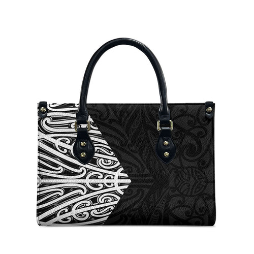 Black New Zealand Puhoro Maori Tattoo Leather Bag