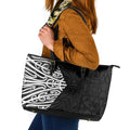 Black New Zealand Puhoro Maori Tattoo Leather Tote Bag