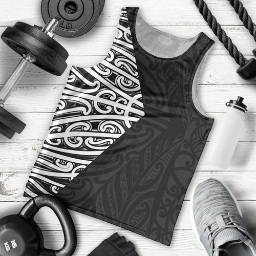Black New Zealand Puhoro Maori Tattoo Men Tank Top