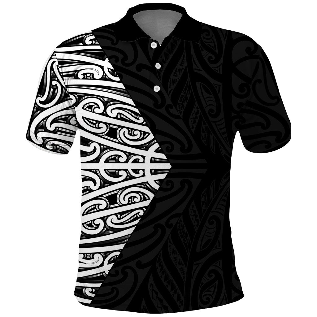 Black New Zealand Puhoro Maori Tattoo Polo Shirt