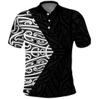 Black New Zealand Puhoro Maori Tattoo Polo Shirt