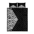 Black New Zealand Puhoro Maori Tattoo Quilt Bed Set