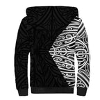 Black New Zealand Puhoro Maori Tattoo Sherpa Hoodie