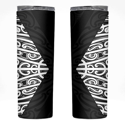 Black New Zealand Puhoro Maori Tattoo Skinny Tumbler