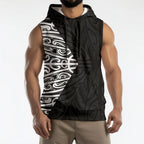 Black New Zealand Puhoro Maori Tattoo Sleeveless Hoodie