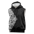Black New Zealand Puhoro Maori Tattoo Sleeveless Zip Hoodie