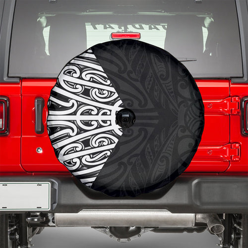 Black New Zealand Puhoro Maori Tattoo Spare Tire Cover