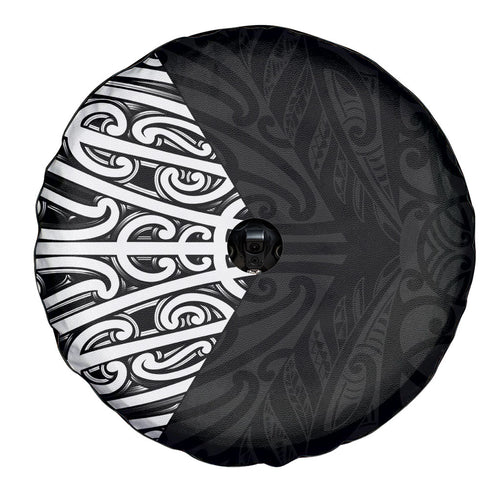 Black New Zealand Puhoro Maori Tattoo Spare Tire Cover