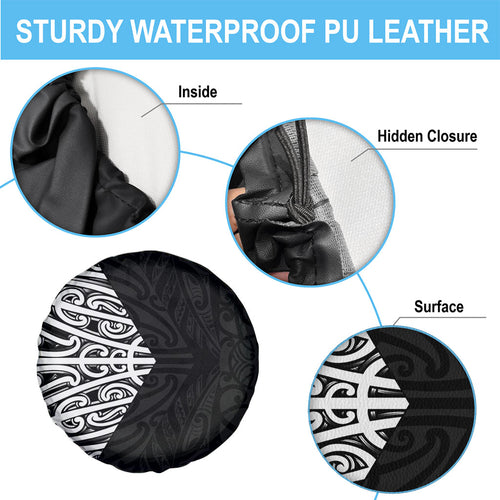 Black New Zealand Puhoro Maori Tattoo Spare Tire Cover