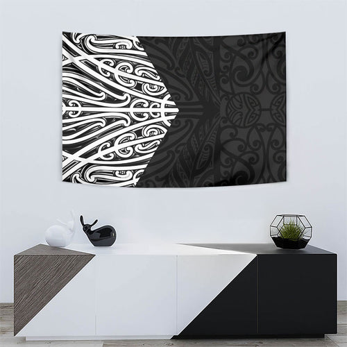 Black New Zealand Puhoro Maori Tattoo Tapestry