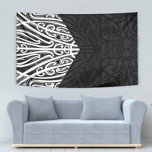 Black New Zealand Puhoro Maori Tattoo Tapestry