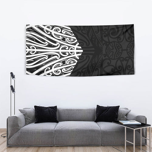 Black New Zealand Puhoro Maori Tattoo Tapestry