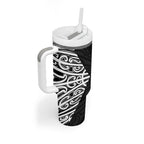 Black New Zealand Puhoro Maori Tattoo Tumbler With Handle