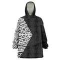 Black New Zealand Puhoro Maori Tattoo Wearable Blanket Hoodie