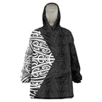Black New Zealand Puhoro Maori Tattoo Wearable Blanket Hoodie