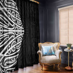 Black New Zealand Puhoro Maori Tattoo Window Curtain