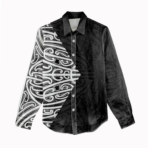 Black New Zealand Puhoro Maori Tattoo Women Casual Shirt
