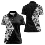 Black New Zealand Puhoro Maori Tattoo Women Polo Shirt