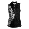 Black New Zealand Puhoro Maori Tattoo Women Sleeveless Polo Shirt